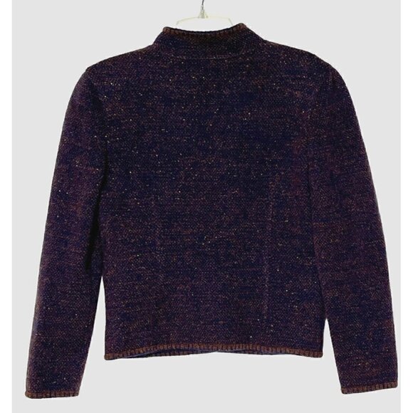 New ESCADA by MARGARETHA LEY Embroidered Brown Navy Mohair Wool Cardigan - Picture 3 of 12